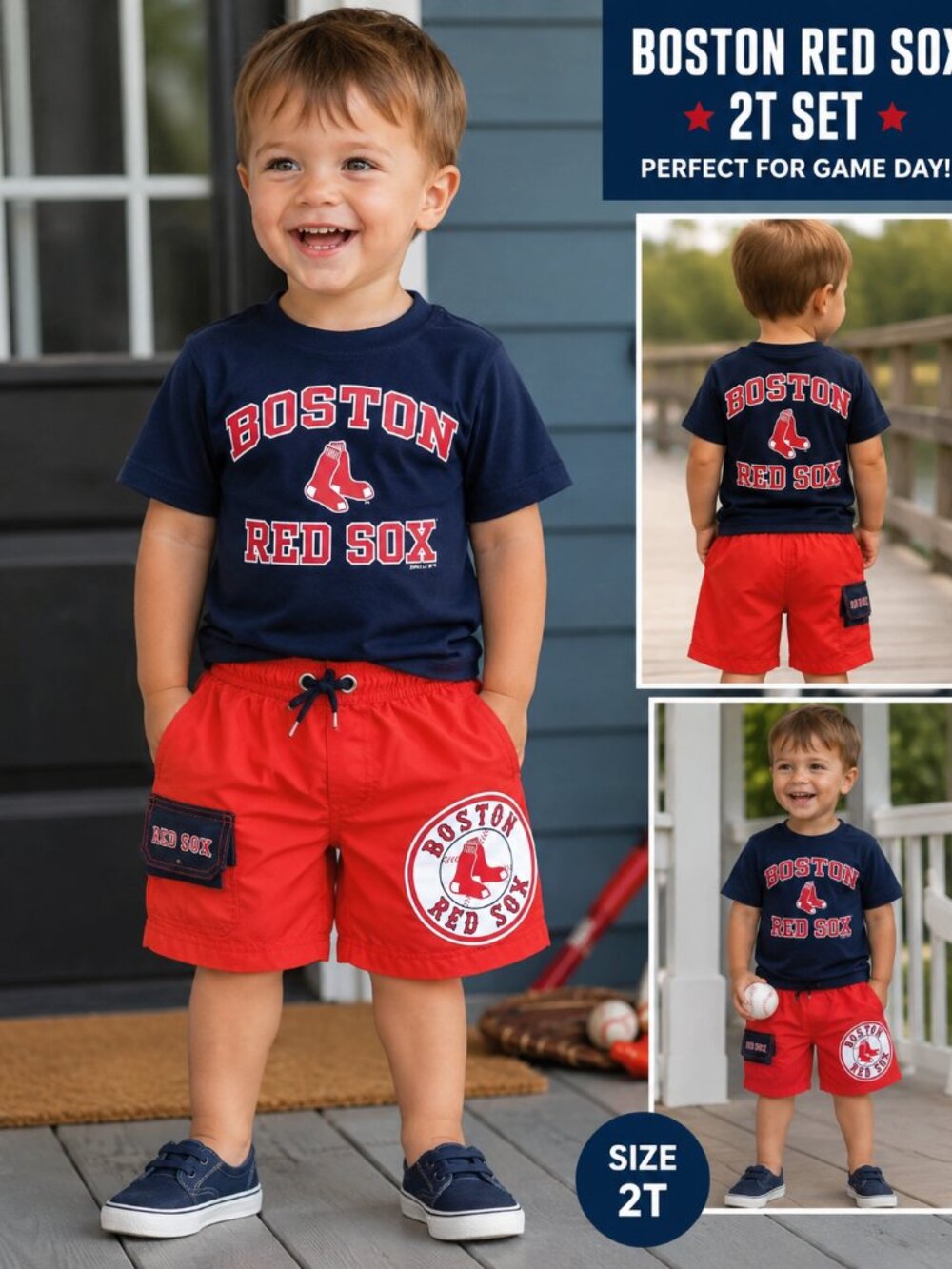 ⚾ Boston Red Sox MLB Toddler 2T Shirt & Swim Shorts Set